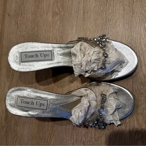 Touch Ups Silver Heeled Sandals with Embellishments